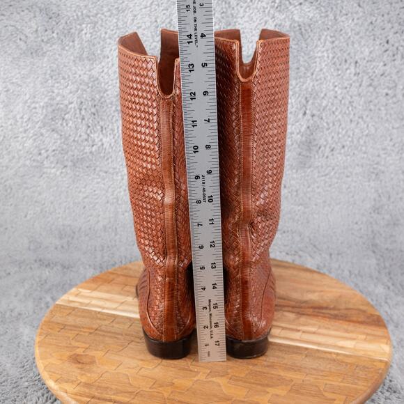Cole Haan Boots Tobacco Brown 5.5 B Leather Basket Weave Made in Brazil READ - Picture 5 of 10